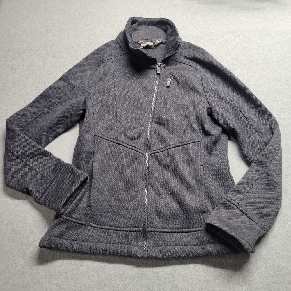 Athleta Womens Gray‎ Textured Knit Full Zip Fleece Lined Jacket Size Medium